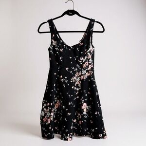 Lauren Conrad XS Black Floral Fit & Flare Sleeveless Dress Womens Spring/Summer‎